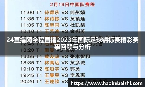 24直播网全程直播2023年国际足球锦标赛精彩赛事回顾与分析